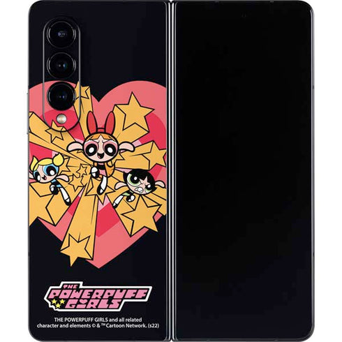 Cartoon Network Powerpuff Girls Gold Stars Galaxy Z Fold4 5G Skin