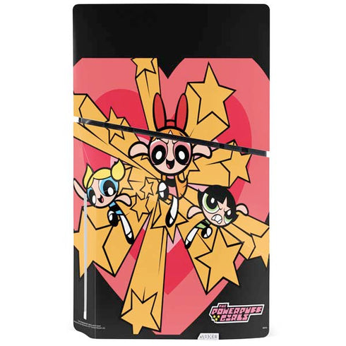 Cartoon Network Powerpuff Girls Gold Stars PS5 Slim Disk Console Skin