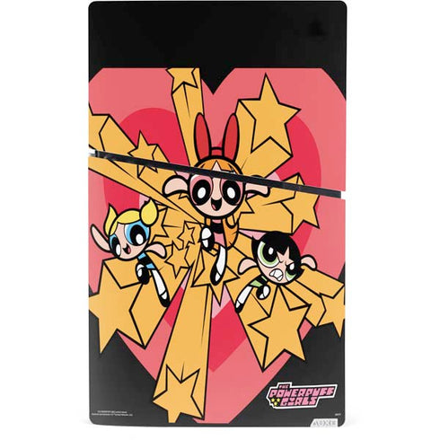 Cartoon Network Powerpuff Girls Gold Stars PS5 Slim Digital Edition Bundle Skin