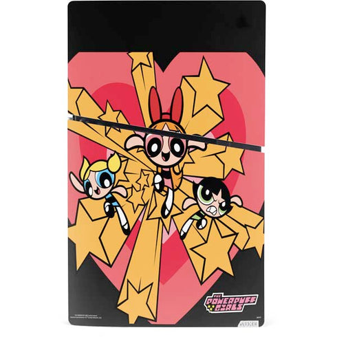 Cartoon Network Powerpuff Girls Gold Stars PS5 Slim Digital Edition Console Skin