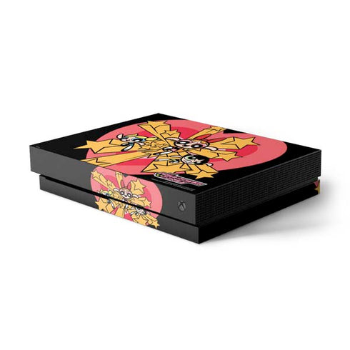 Cartoon Network Powerpuff Girls Gold Stars Xbox One X Console Skin