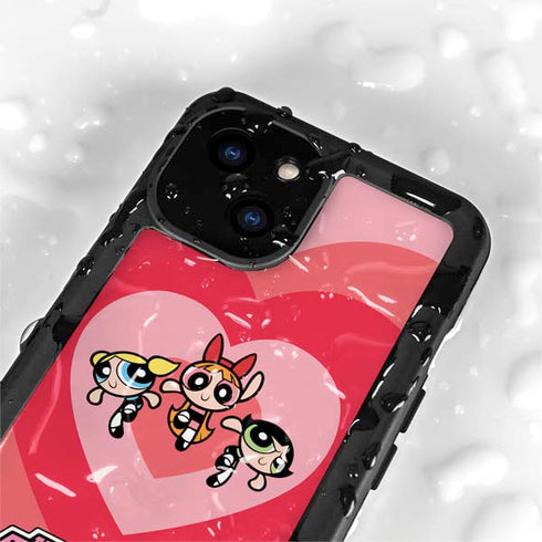 Cartoon Network Powerpuff Girls Hearts iPhone 15 Plus Waterproof Case