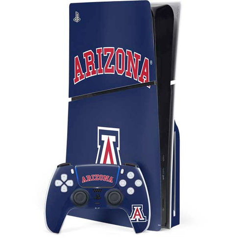 University of Arizona Primary Logo Blue PS5 Slim Disk Bundle Skin