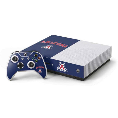 University of Arizona Primary Logo Blue Xbox One S Console and Controller Bundle Skin