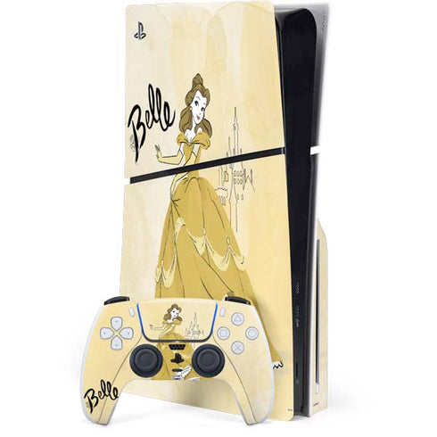 Disney Princess Belle Art PS5 Slim Disk Bundle Skin