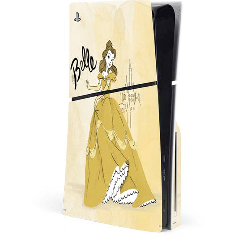 Disney Princess Belle Art PS5 Slim Disk Console Skin