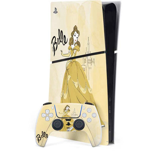 Disney Princess Belle Art PS5 Slim Digital Edition Bundle Skin