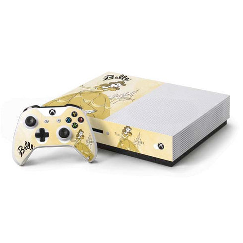 Disney Princess Belle Art Xbox One S Console and Controller Bundle Skin