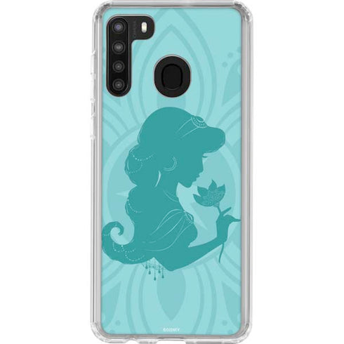 Disney Aladdin Princess Jasmine Silhouette Flower Galaxy A21 Clear Case