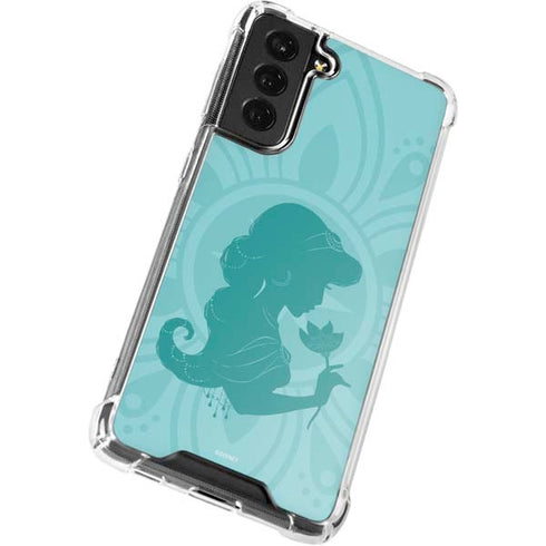 Disney Aladdin Princess Jasmine Silhouette Flower Galaxy S21 FE Clear Case