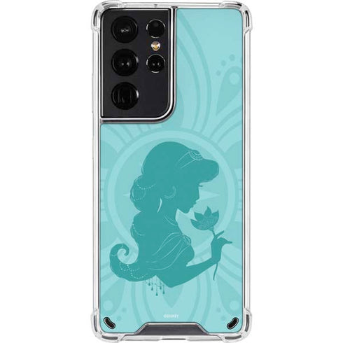 Disney Aladdin Princess Jasmine Silhouette Flower Galaxy S21 Ultra 5G Clear Case