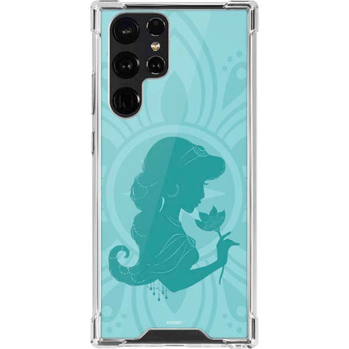 Disney Aladdin Princess Jasmine Silhouette Flower Galaxy S22 Ultra Clear Case