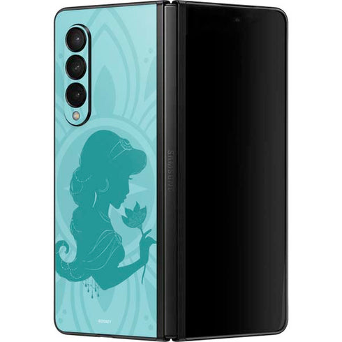 Disney Aladdin Princess Jasmine Silhouette Flower Galaxy Z Fold3 5G Skin