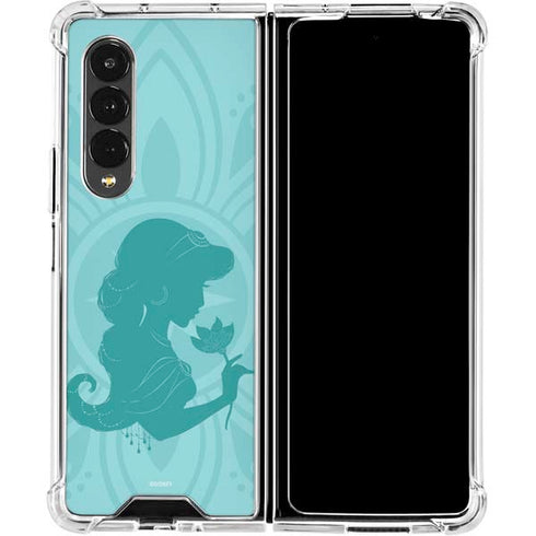 Disney Aladdin Princess Jasmine Silhouette Flower Galaxy Z Fold4 5G Clear Case
