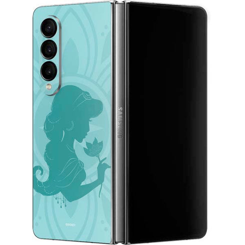 Disney Aladdin Princess Jasmine Silhouette Flower Galaxy Z Fold4 5G Skin