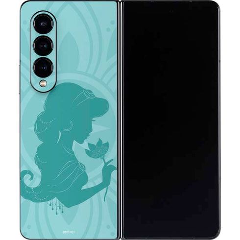 Disney Aladdin Princess Jasmine Silhouette Flower Galaxy Z Fold4 5G Skin