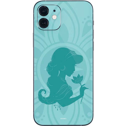 Disney Aladdin Princess Jasmine Silhouette Flower iPhone 12 Skin