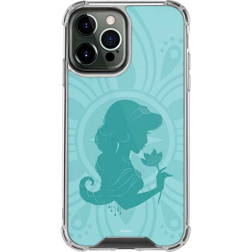 Disney Aladdin Princess Jasmine Silhouette Flower iPhone 14 Pro Max Clear Case