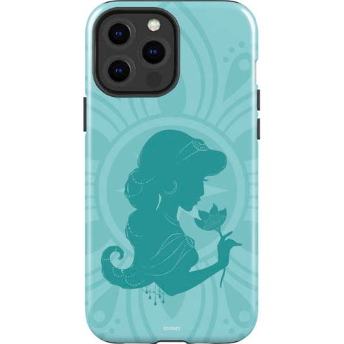Disney Aladdin Princess Jasmine Silhouette Flower iPhone 15 Pro Max Impact Case