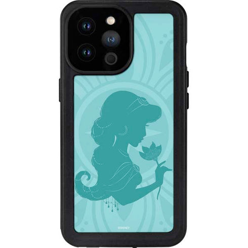 Disney Aladdin Princess Jasmine Silhouette Flower iPhone 14 Pro Max Waterproof Case