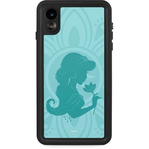 Disney Aladdin Princess Jasmine Silhouette Flower iPhone XR Waterproof Case