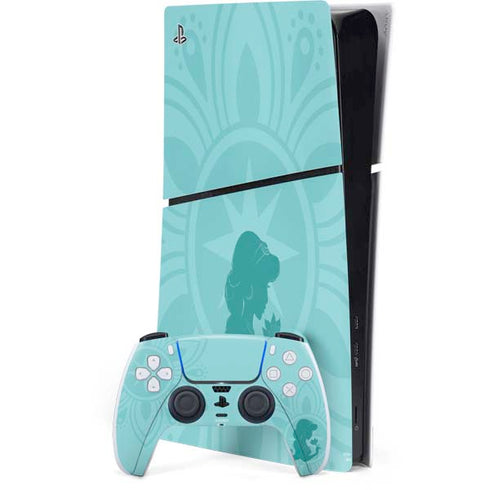 Disney Aladdin Princess Jasmine Silhouette Flower PS5 Slim Digital Edition Bundle Skin