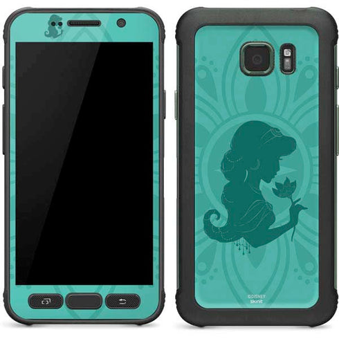 Disney Aladdin Princess Jasmine Silhouette Flower Galaxy S7 Active Skin