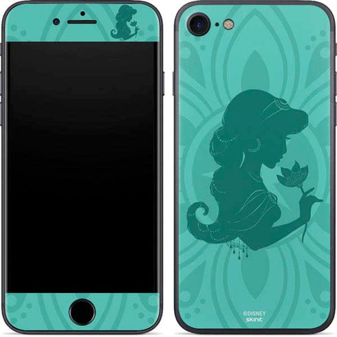 Disney Aladdin Princess Jasmine Silhouette Flower iPhone 8 Skin