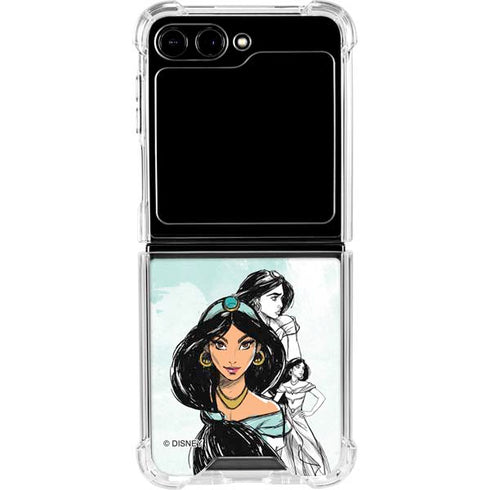 Disney Princess Jasmine Sketch Galaxy Z Flip5 5G Clear Case