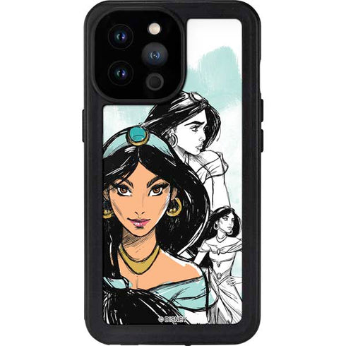 Disney Princess Jasmine Sketch iPhone 14 Pro Max Waterproof Case