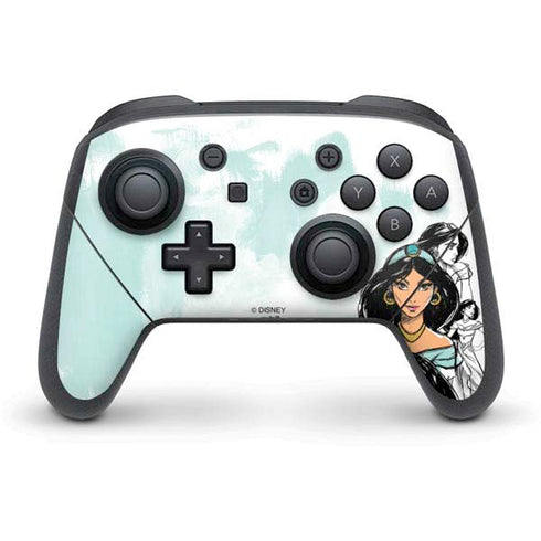 Disney Princess Jasmine Sketch Nintendo Switch Pro Controller Skin