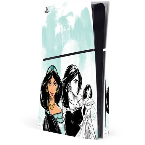 Disney Princess Jasmine Sketch PS5 Slim Disk Console Skin
