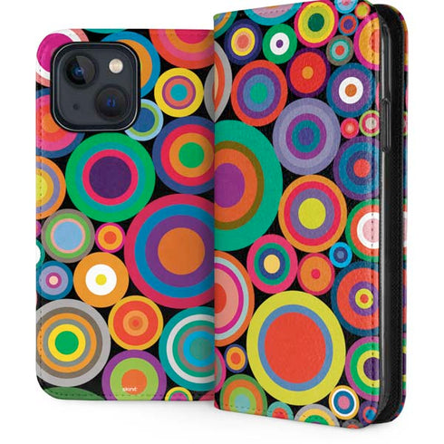 Psychedelic Circles iPhone 15 Plus Folio Case