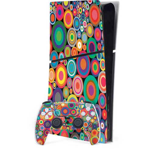Psychedelic Circles PS5 Slim Digital Edition Bundle Skin