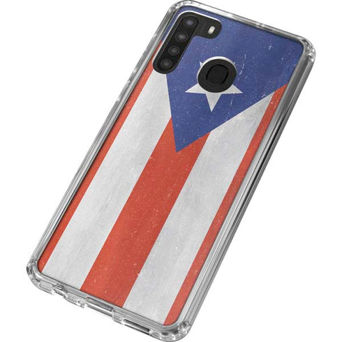 Puerto Rico Flag Distressed Galaxy A21 Clear Case