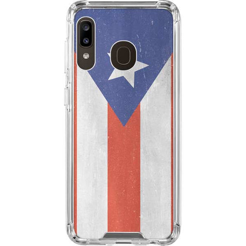 Puerto Rico Flag Distressed Galaxy A30 Clear Case