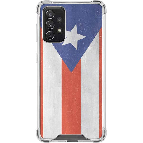 Puerto Rico Flag Distressed Galaxy A72 5G Clear Case