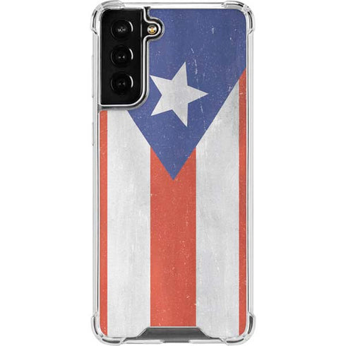 Puerto Rico Flag Distressed Galaxy S21 FE Clear Case