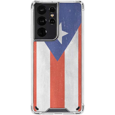 Puerto Rico Flag Distressed Galaxy S21 Ultra 5G Clear Case