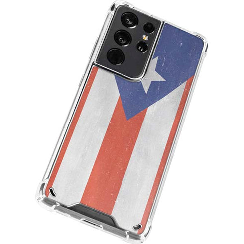 Puerto Rico Flag Distressed Galaxy S21 Ultra 5G Clear Case