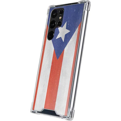 Puerto Rico Flag Distressed Galaxy S22 Ultra Clear Case