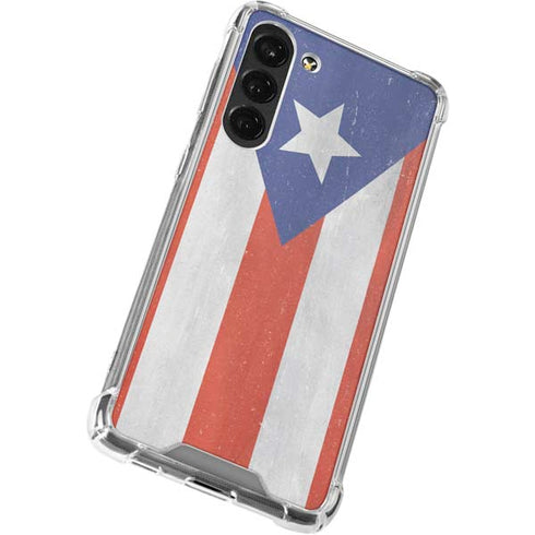 Puerto Rico Flag Distressed Galaxy S23 Plus Clear Case
