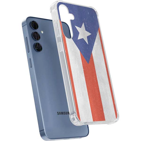 Puerto Rico Flag Distressed Galaxy S24 Clear Case