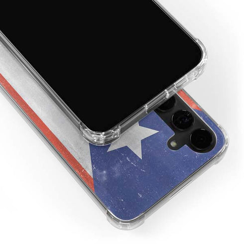 Puerto Rico Flag Distressed Galaxy S24 Plus Clear Case