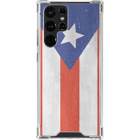 Puerto Rico Flag Distressed Galaxy S24 Ultra Clear Case