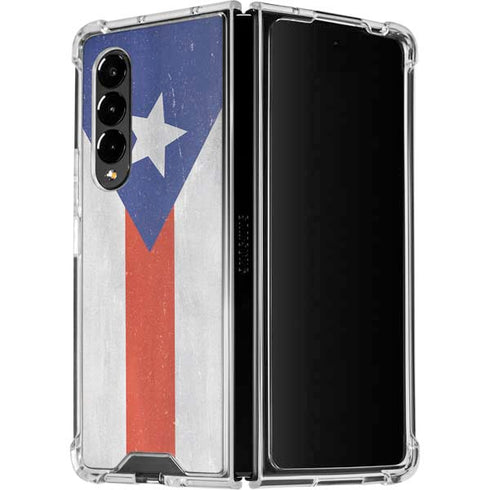 Puerto Rico Flag Distressed Galaxy Z Fold4 5G Clear Case