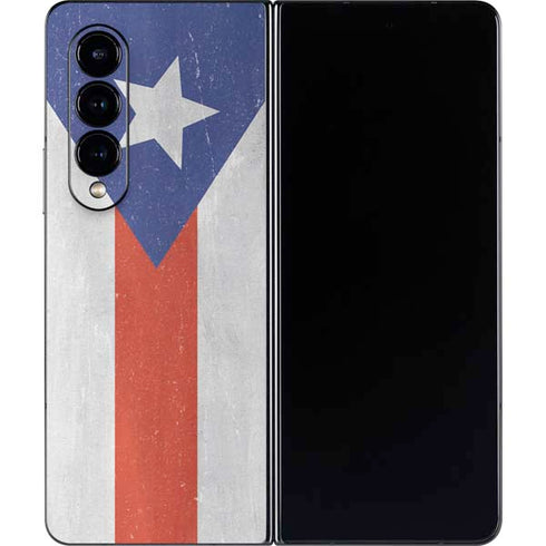 Puerto Rico Flag Distressed Galaxy Z Fold4 5G Skin