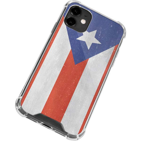 Puerto Rico Flag Distressed iPhone 12 Clear Case