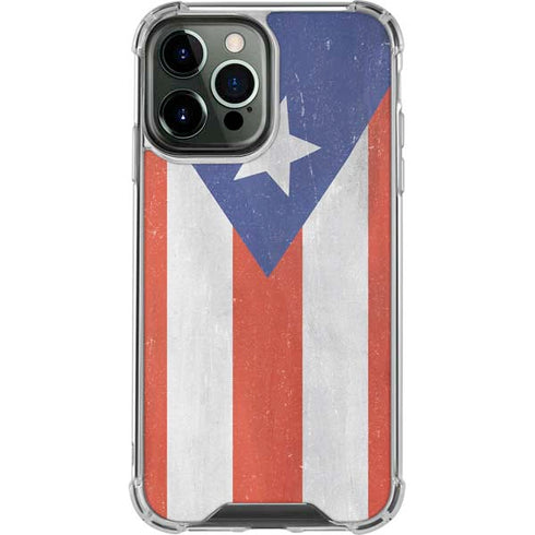 Puerto Rico Flag Distressed iPhone 13 Pro Max Clear Case