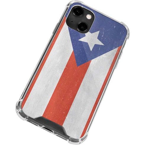 Puerto Rico Flag Distressed iPhone 14 Clear Case